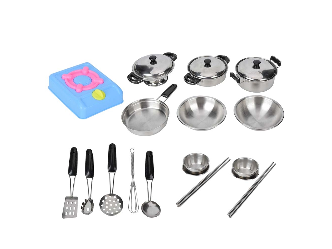 Mali brinquedo de Utensílios de Cozinha Infantil Simulação Aço Inoxidável Brincar de Cozinhar