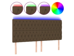 Cabeceira de Cama com Luzes Led Tecido Castanho MAISON EXCLUSIVE (180x7x118 cm)