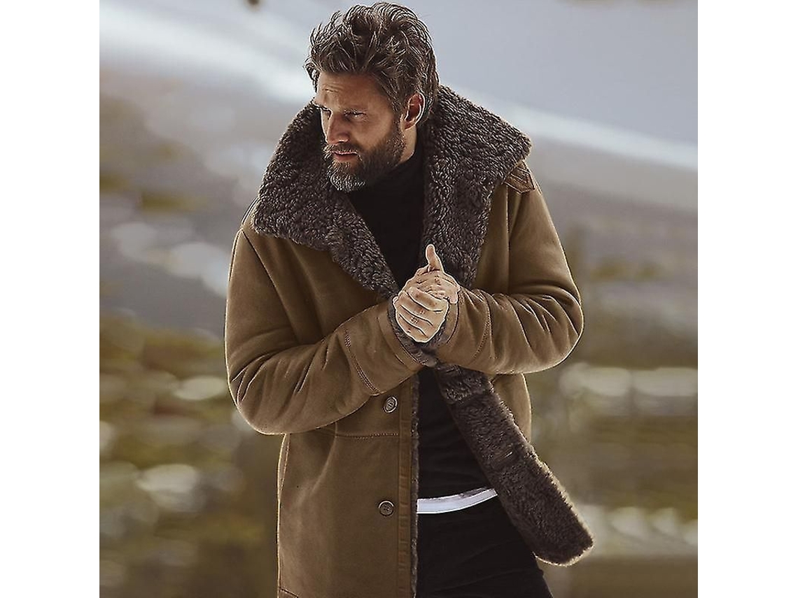Jaqueta De Inverno Masculina De Alta Qualidade Com Lana De Ovelha E Pêlo Polar Quente Cinza