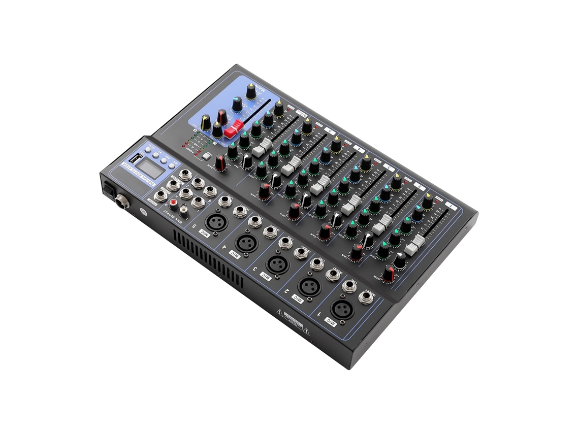 Mixer De Áudio, 7 Canais, Design Compacto De Mesa, Preto