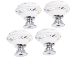 Mikikit Conjunto De 4-puxadores Cristal Transparente Para Armários, Com Design De Prisma Lapidado Em Diamante, Para
