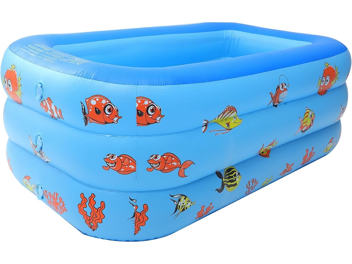 Piscina Infantil de PVC de 3 Camadas Azul com Colchão de Água CHABERLU