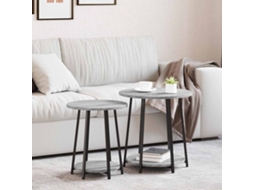 Vidaxl Conjunto De Mesas De Apoio 2 Unid. Sonoma Cinza E Preto