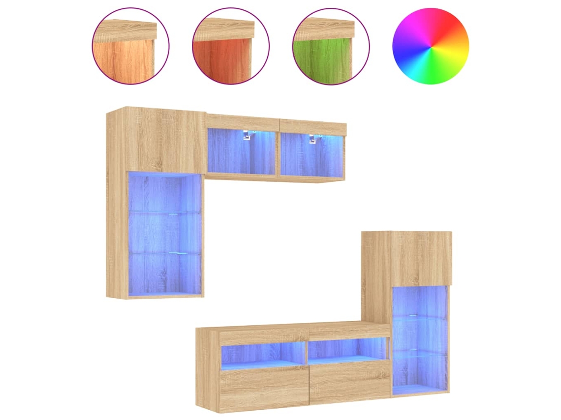 Tv Wall Unit, Tv Wall Units Vidaxl Marrom Madeira Processada (n/a)