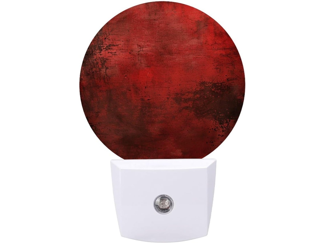 Luminária de parede noturna com plugue, com imagem texturizada vermelha, luminária noturna de LED impressa com sensor.