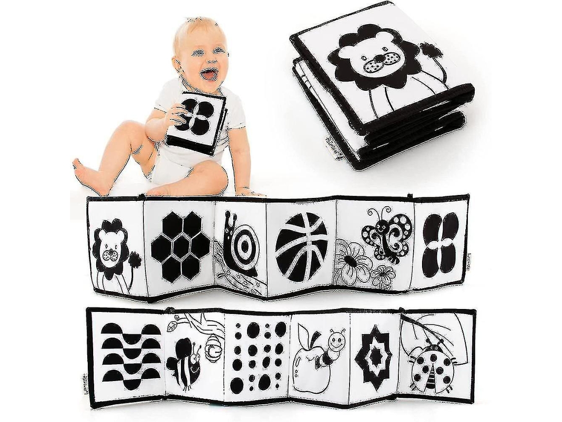 Brinquedos sensoriais para bebês de alto contraste em preto e branco, livro de educação infantil macio, brinquedos para a barriga do bebê-SLOWMOOSE