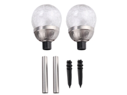 2026 2 Piezas Lâmpada Solar Jardim Led Impermeável, Fita de Luz Redonda com Efeito Crackle para Pátio e Jardim
