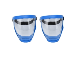 2026 2 Unidades de Máscara Facial Protectora Reutilizável com Cinta Elástica, Transparente, Inclui Filtro de Algodão, Azul e Branco, Adulto