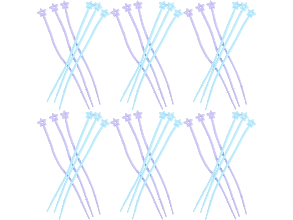 Conjunto de 40 Abraçadeiras Silicone Macio Alipis nas Cores Azul Celeste e Lavanda. Reutilizáveis Elásticas, I
