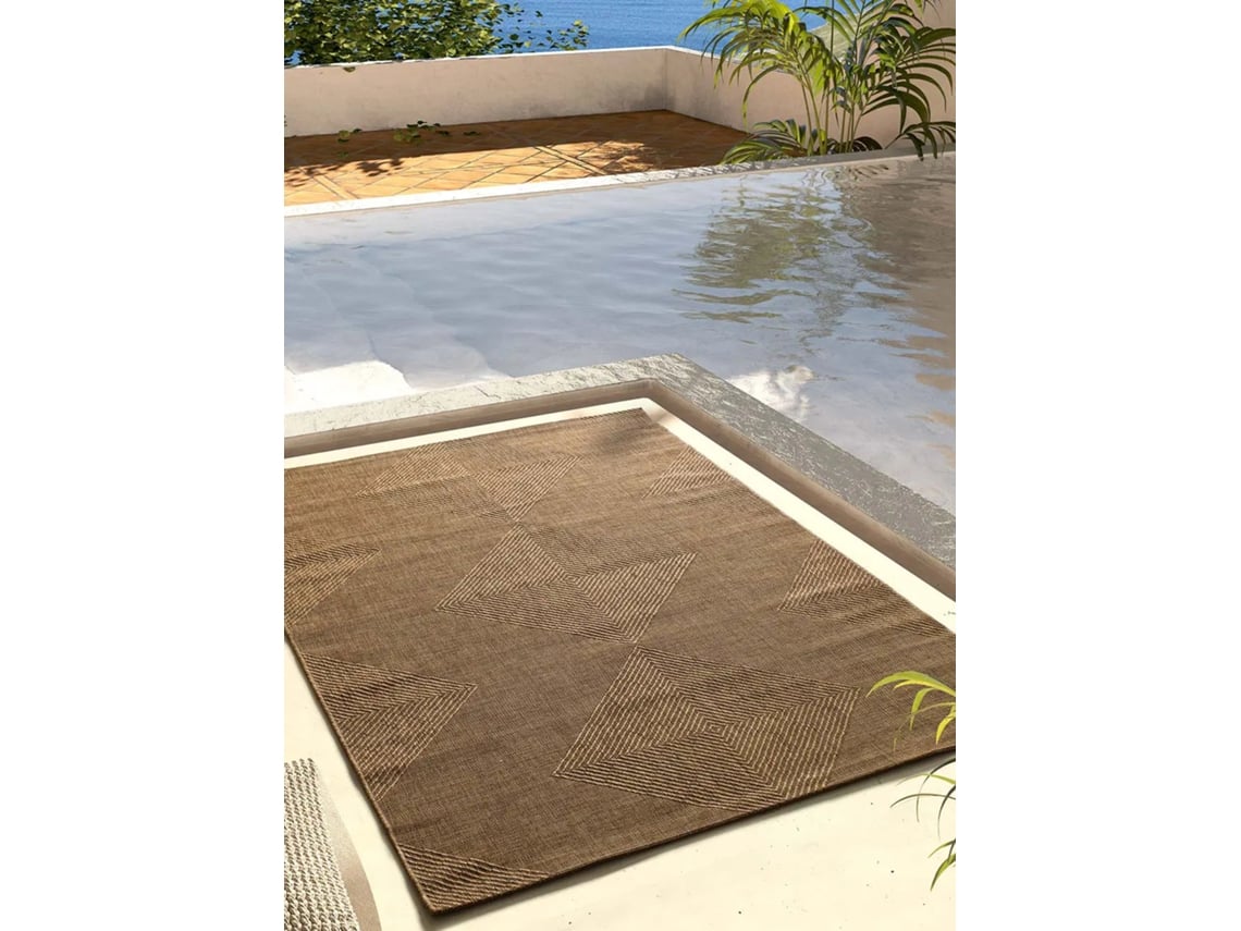 Tapete Exterior Geométrico Com Aspeto De Juta - Atticgo - Guinea Natural 80x150 Cm
