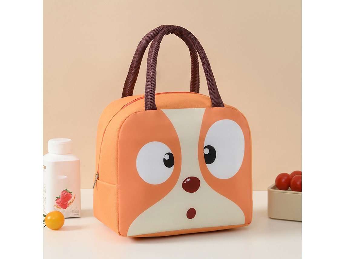 Lancheira Portátil Com Estampa De Cachorro Amarelo, Estilo Desenho Animado, Inclui Bolsa Térmica.