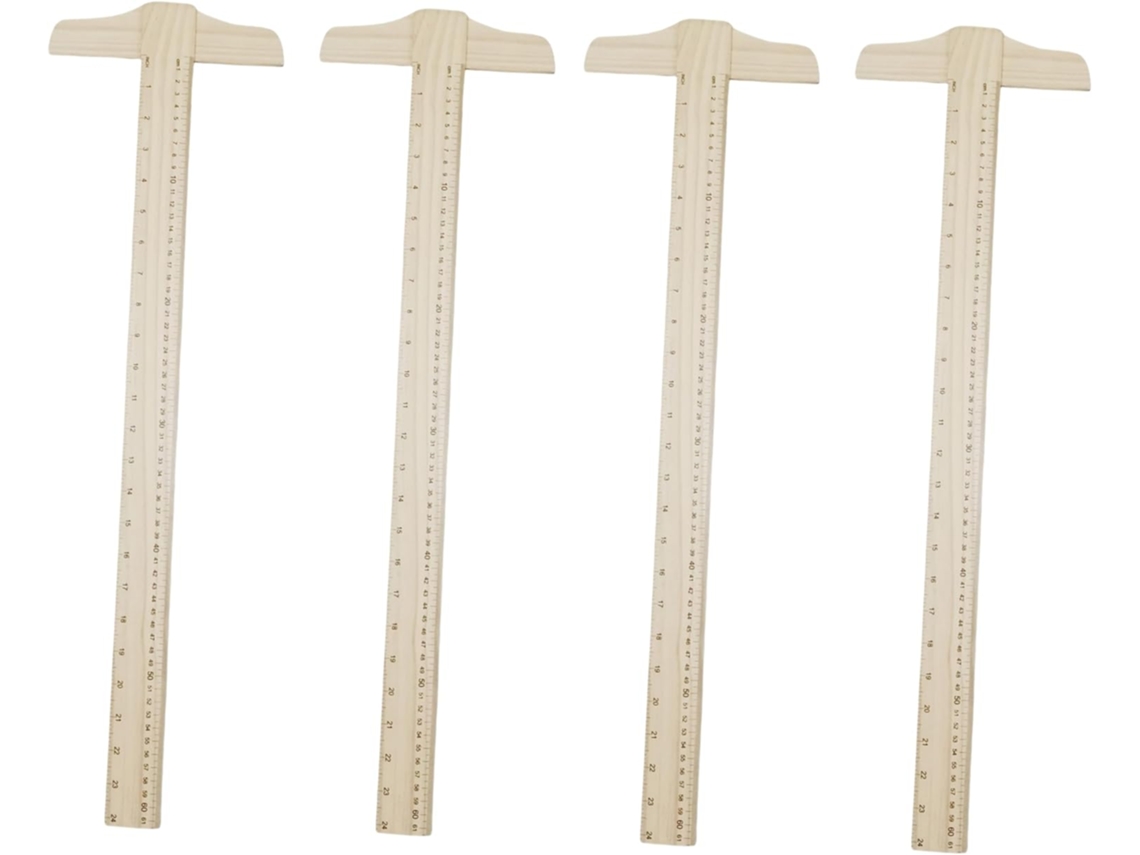 Régua De Madeira De 60 Cm (24 Polegadas), Pacote Com 4 Réguas