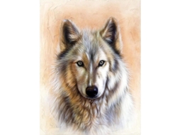 Kit De Pintura Con Diamantes 5d Lobo Para Niños, Animales Diy Rhinestones De Gran Formato 30x40cm Amarillo