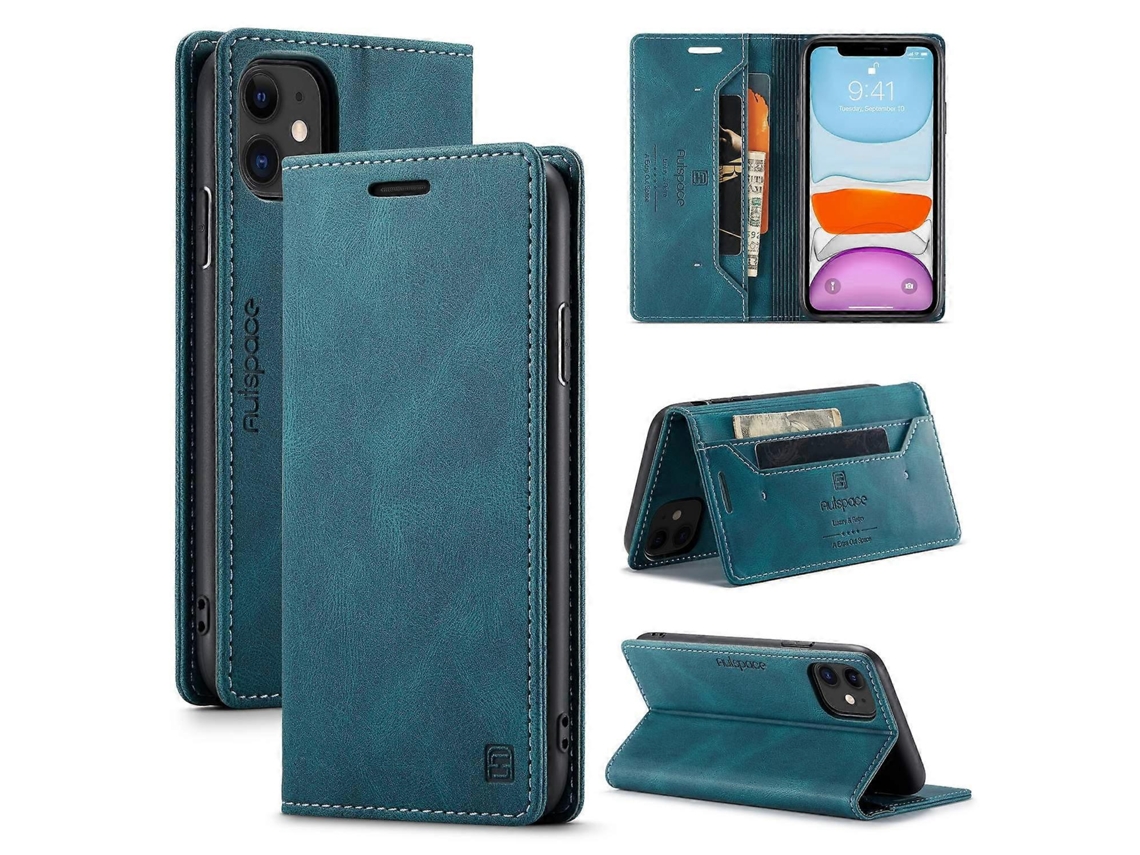 Capa De Celular Autspace A01 Series Com Bloqueio Rfid, Estilo Carteira, Retrô, De Couro Fosco, Para Iphone 11 De 6,1 Polegadas