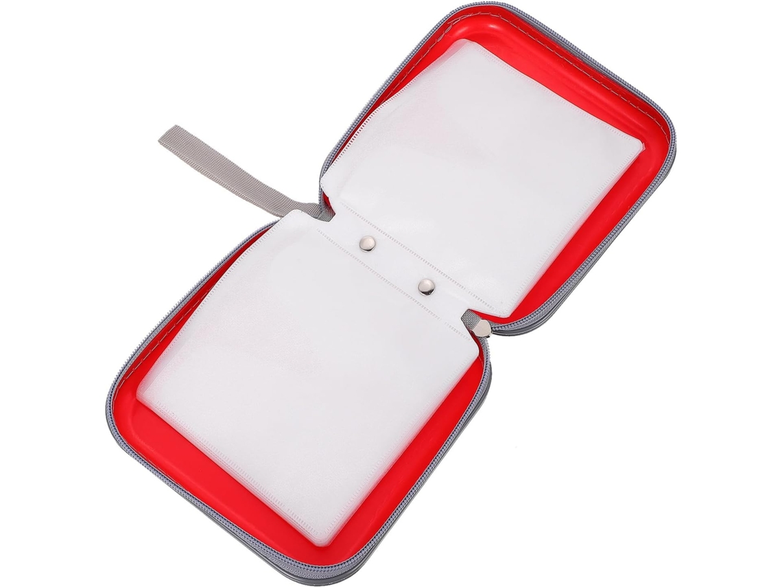 Estojo Rígido Para Armazenamento De 40 Cds, Plástico Vermelho, Grande Capacidade.