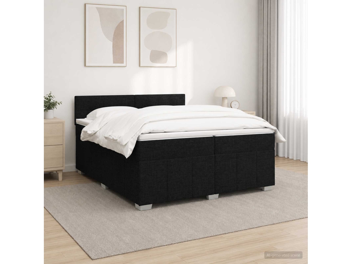 Vidaxl Cama Box Spring Com Colchão Preto 200 X 200 Cm Tecido