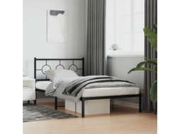 Estrutura De Cama Com Cabeceira 107x203 Cm Metal Preto