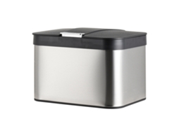 Relaxdays Contentor Bancada 4,5 L, Tampa Hermética Anti-odores, Balde Removível, Inox, Prateado/preto