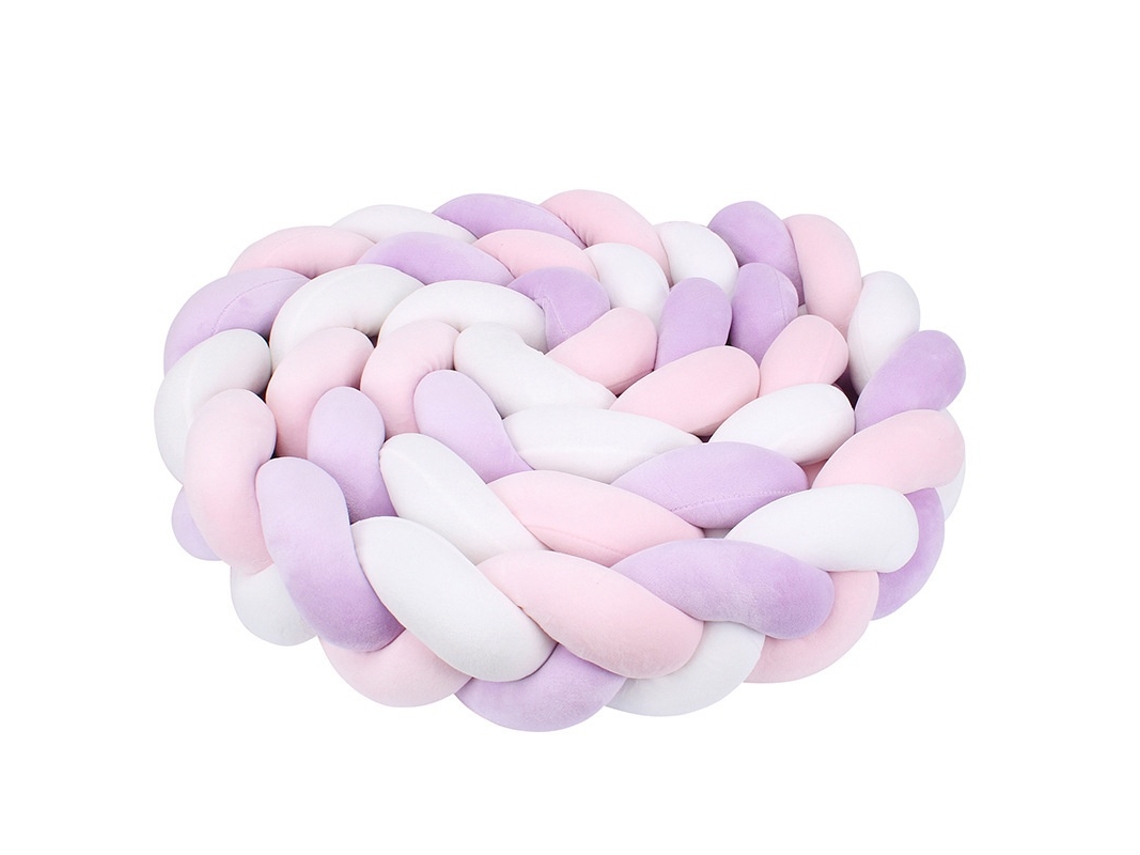 Almofada De Berço Trançada, 3 Fios, Rosa E Branco E Violeta, 2m Para Proteção Anticolisão Elysve