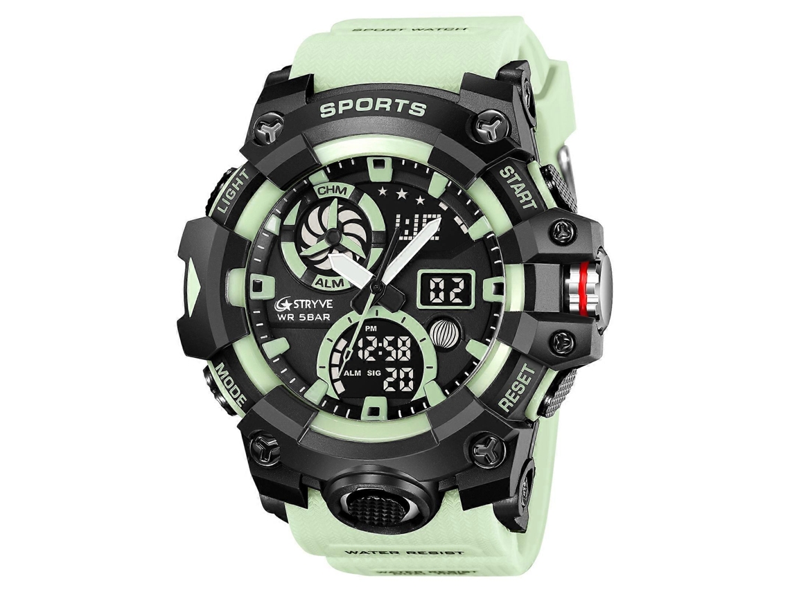 Relógio Esportivo Multifuncional Stryve S8027 Com Cronógrafo E Display Duplo Luminoso Para Estudantes.