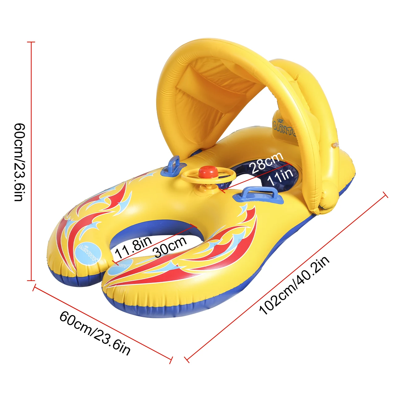 Boia Inflável Para Piscina Com Proteção Solar, Assento Em Formato De Carro, Brinquedo Aquático Familiar Para O Verão