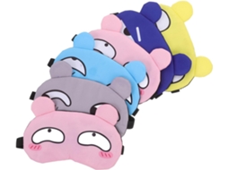 Conjunto De 6 Máscaras De Dormir Fofas E Respiráveis Em Tecido Com Estampas De Desenhos Animados, Que Bloqueiam Eficazmente A Luz.