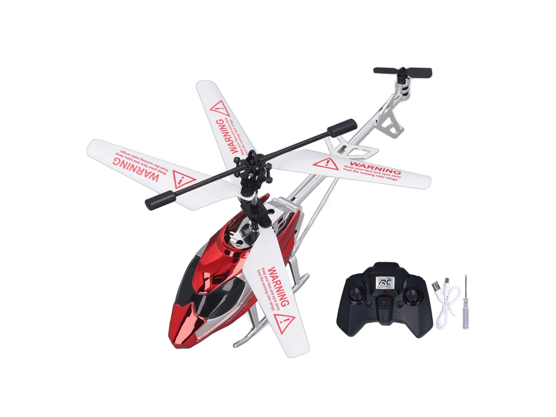 Ats brinquedo de Helicóptero Rc 3,5 Canais com Luz Led Resistente a Quedas de Ligação Recarregável Via Usb Vermelho para Crianças