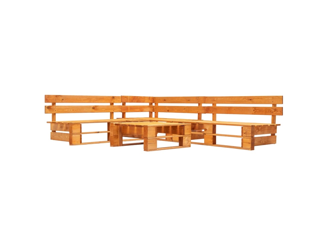 Sofás Paletes Jardim 4 Pcs Madeira Marrom Mel Dkd Home Decor