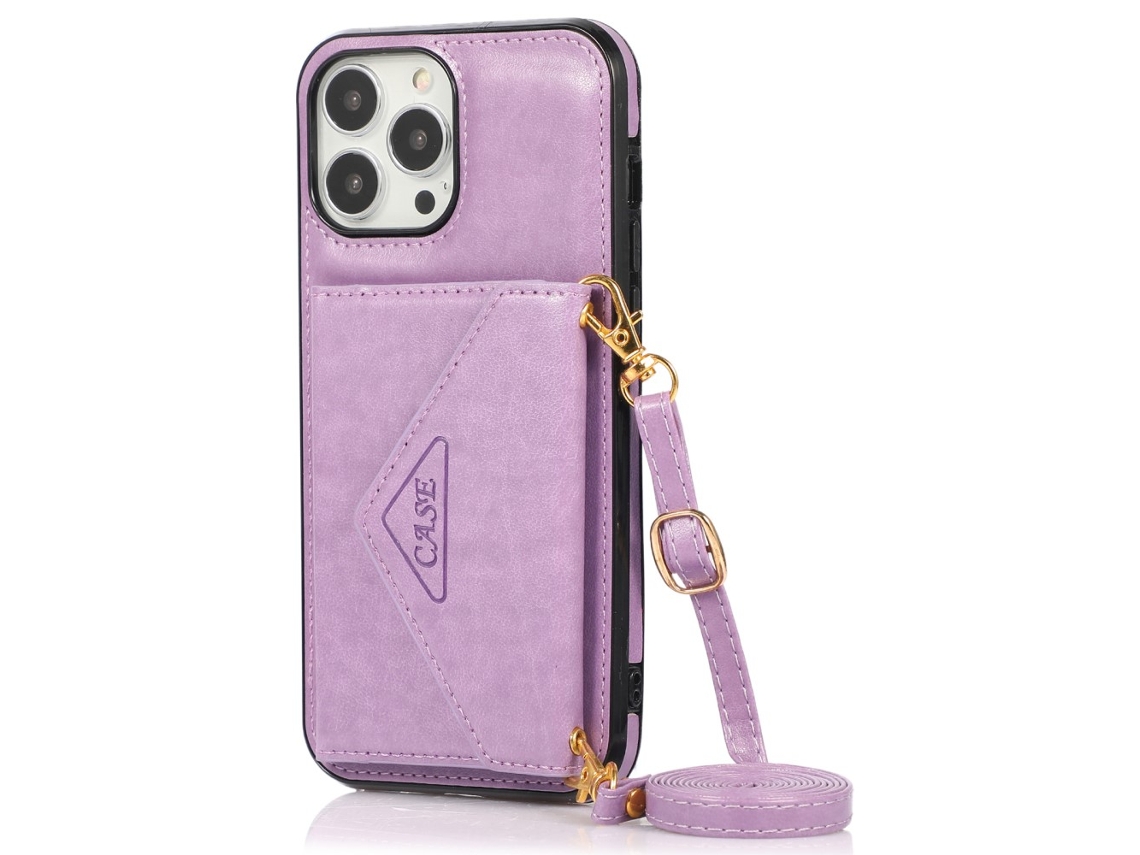 Suporte Casa Quedas Para Iphone 15 Pro Max Pele Sintética Roxo