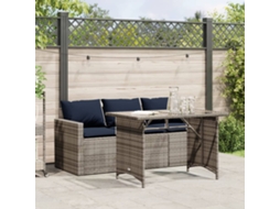 Vidaxl 2 Pcs Conjunto De Jantar P/ Jardim C/ Almofadões Vime Pe Cinza