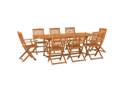 Conjunto 9 de jantar VIDAXL para jardim madeira de acácia maciça