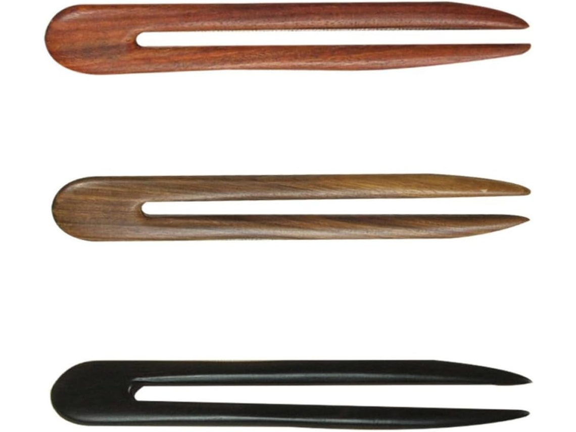 Conjunto De 3 Garfos De Cabelo De Madeira Em Formato De U Estilo Retrô, Grampos De Cabelo Elegantes.