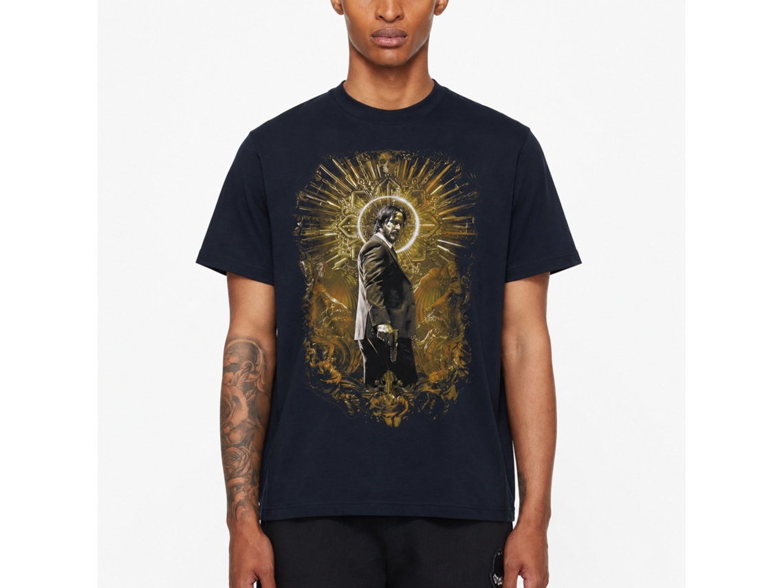 Rockinstone John Wick Gold Halo Navy Adult T-shirt Size:xxl
