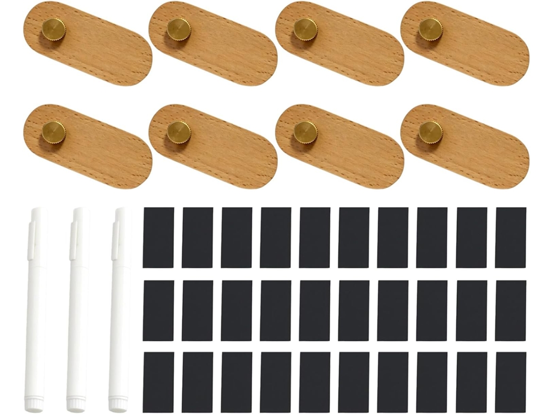 Conjunto De 8 Expositores Preços Em Madeira Nogueira, Mini Quadros Brancos De Acrílico Para Exposição Mercadorias, 6, 5x