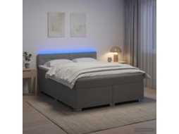 Vidaxl Cama Box Spring Com Colchão E Led Cinzento-claro 160 X 200 Cm
