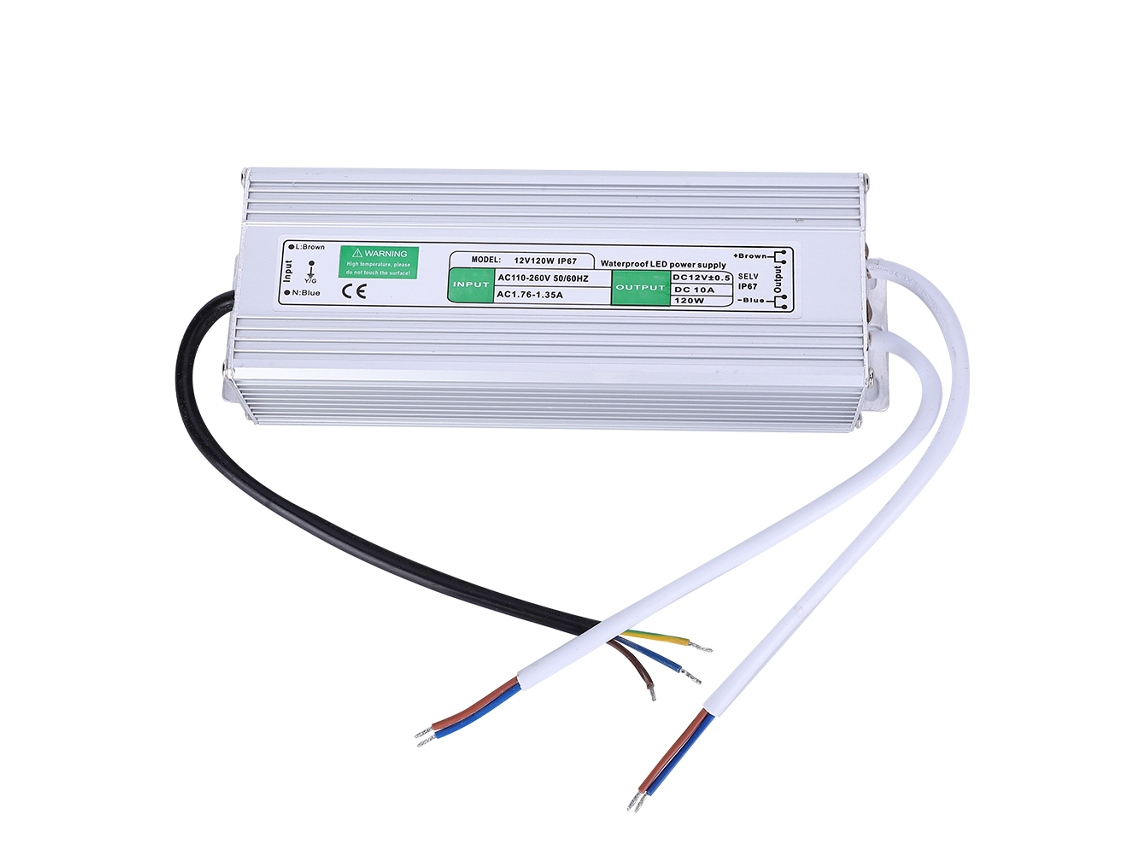 Driver Led de 12v 120w Exterior Impermeável com Fonte de Alimentação