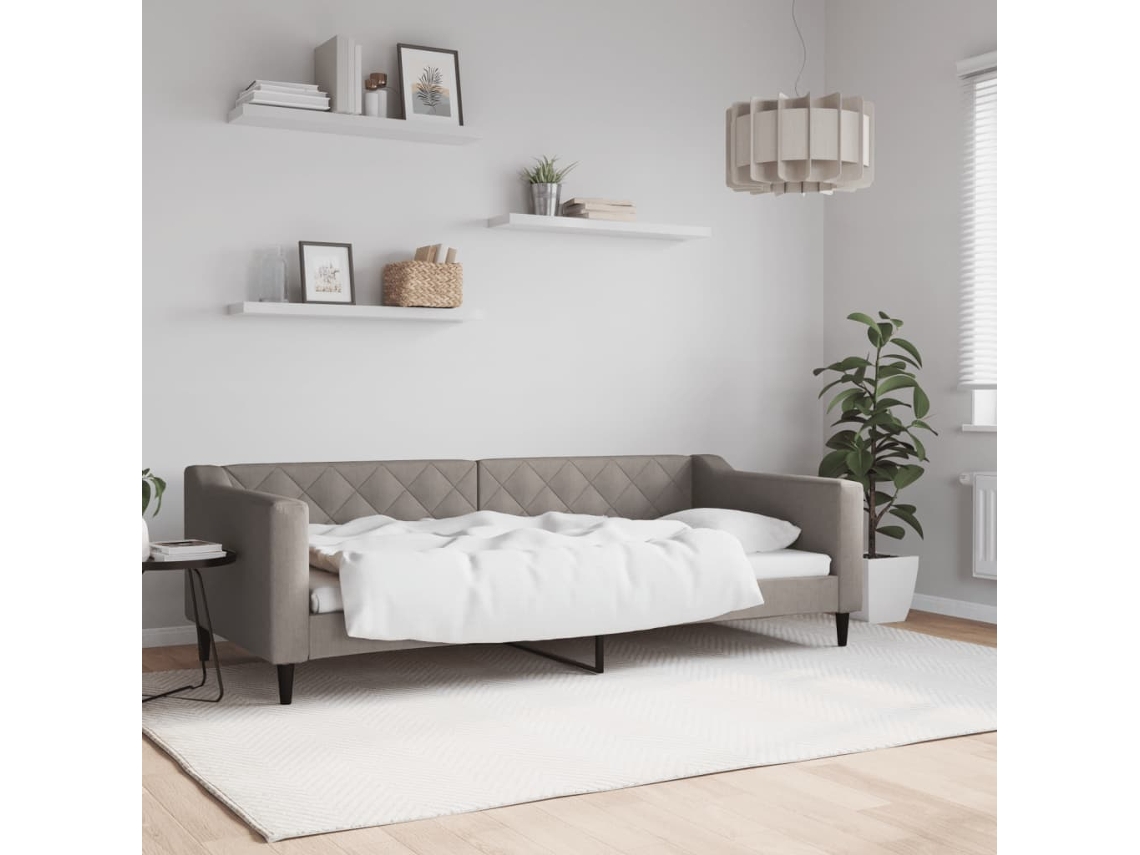 Vidaxl Sofá-cama 90x200 Cm Tecido Cinzento-acastanhado