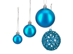 Conjunto De 50 Bolas De Natal Relaxdays, Brilhantes, Mate E Com Brilho, Plástico, ∅ 3, 4 E 6 Cm, Petrolato