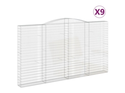 Conjunto 9 Cesto Gabião VIDAXL Prateado Ferro 400X30X240 Cm
