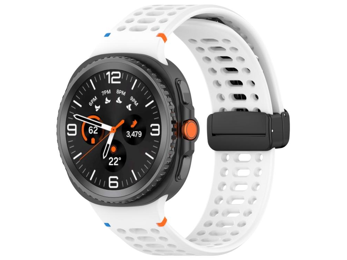 Bracelete para Samsung Galaxy Watch 8 / 8 Classic Silicone com Fivela Magnética Preta Branca XIAOMOYU