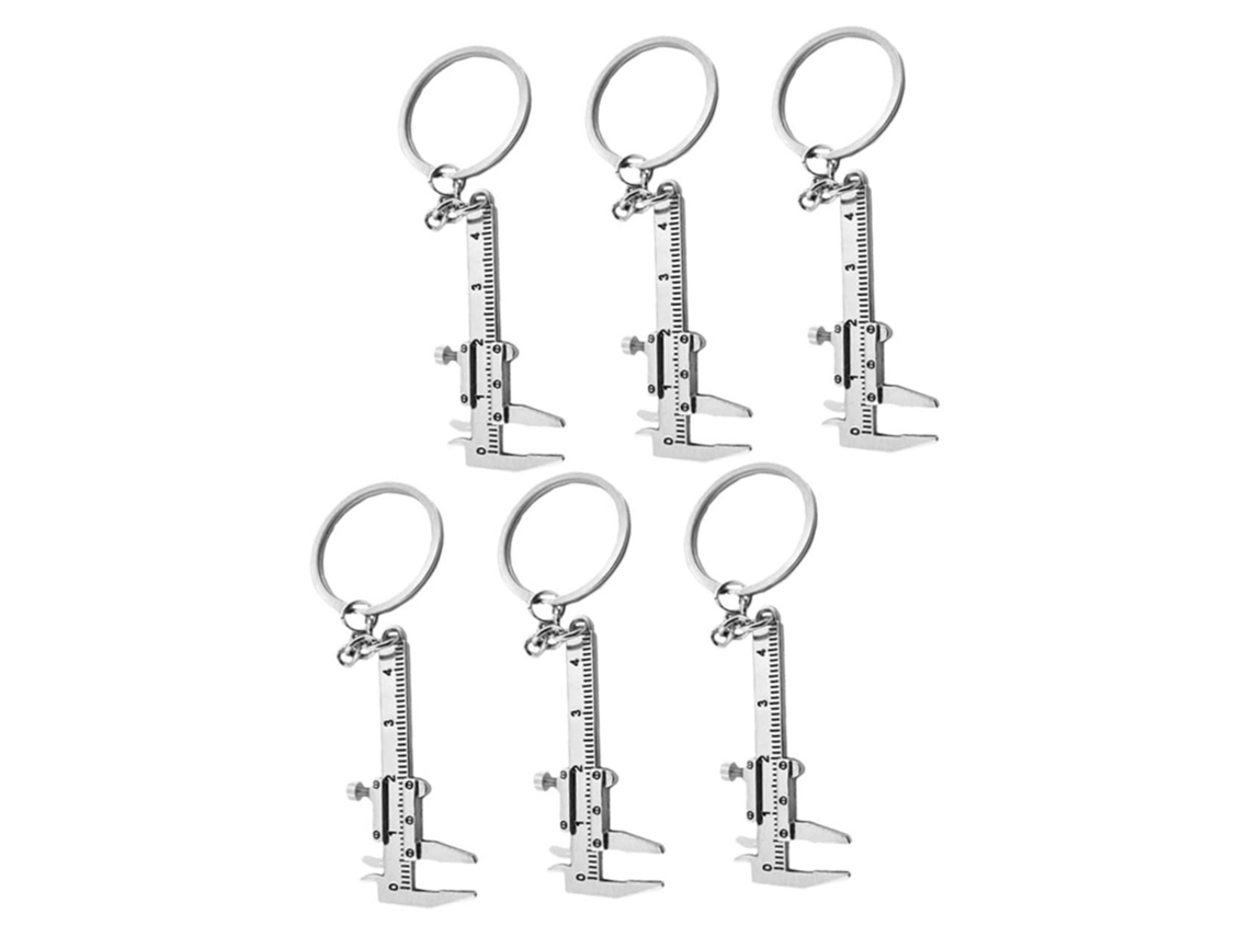 Conjunto De 6 Chaveiros Em Liga Zinco Com Paquímetro, Ferramenta