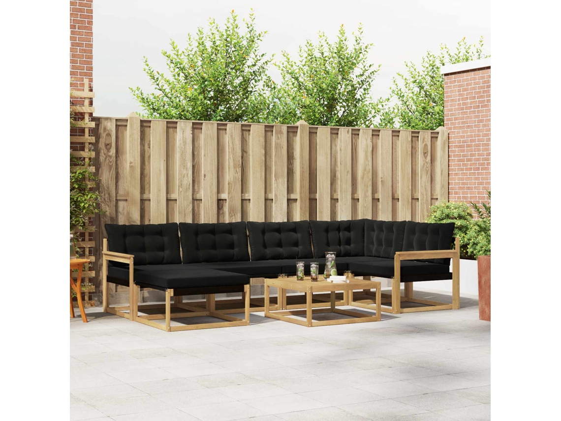 Vidaxl Conjunto De Sofás Para Exterior 7 Unid. Branco E Preto