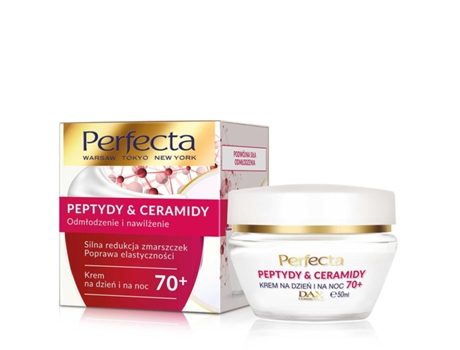 PERFECTA Peptides & Ceramide forte redução 70 + creme para o rosto de rugas e melhorar a flexibilidade de dia e de noite 50ml