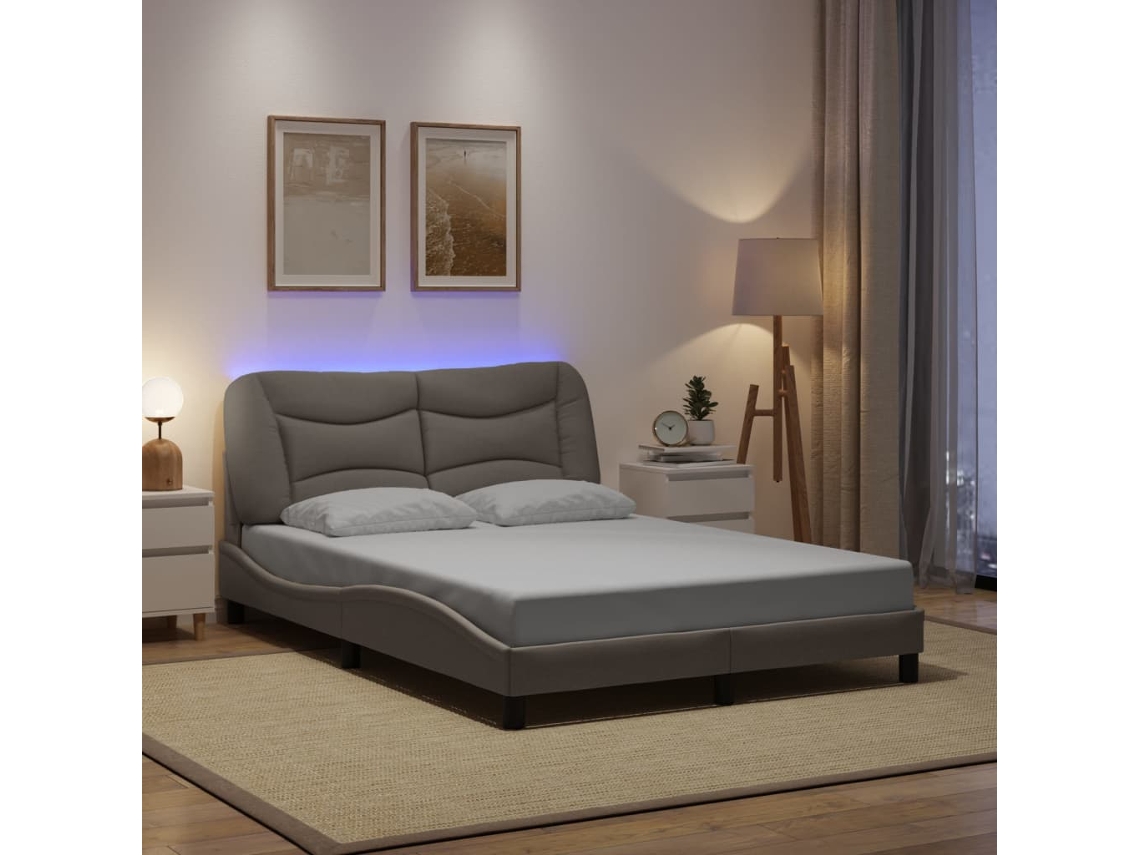 Vidaxl Estrutura De Cama Com Led Sem Colchão Hvar 120x200 Cm Tecido
