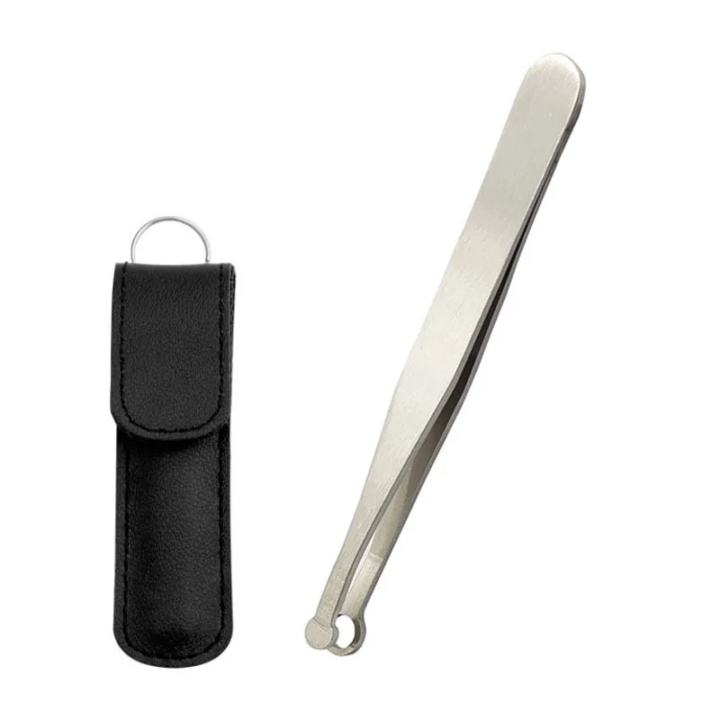 Pinça de Aço Inoxidável para Sobrancelhas, Pelos do Nariz, Unhas, Rosto e Maquiagem. MDUG (prateado com Estojo)