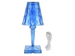 2026 lâmpada de Mesa de Cristal Led com Prisma Transparente, Regulável, Carga Usb, Iluminação Interior Azul
