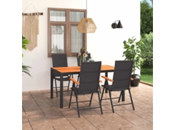 Vidaxl 5 Pcs Conjunto De Jantar Para Jardim Preto E Castanho