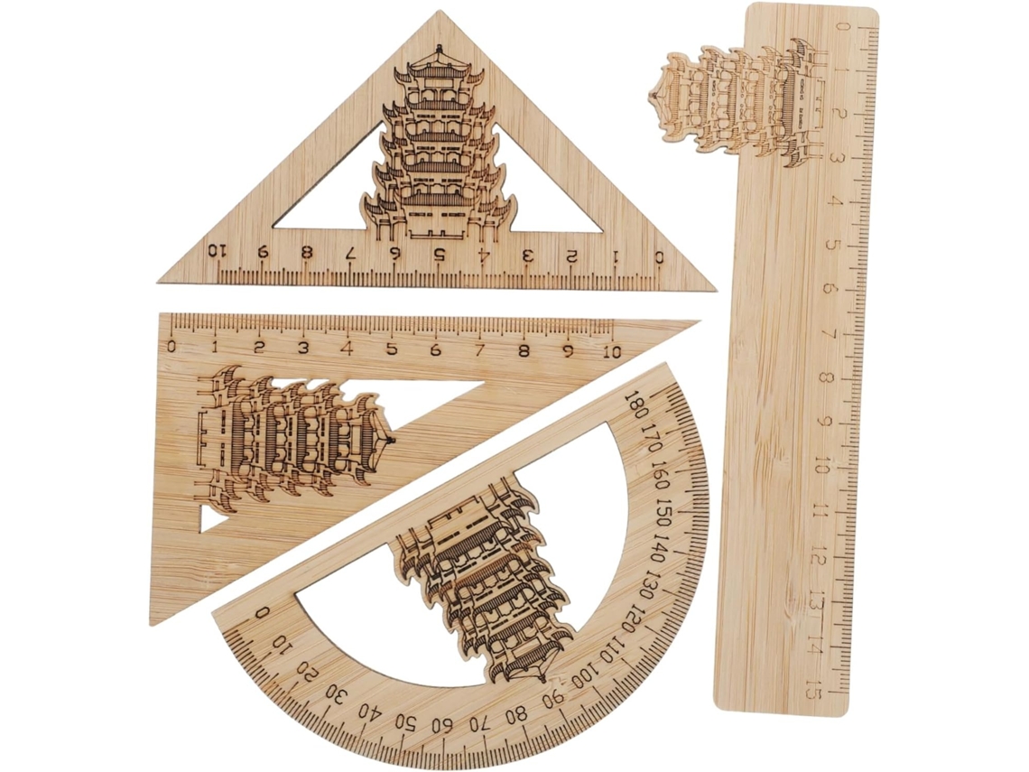 Lurelia Régua De Medição 4 Peças Com Portátil E Leve Para Geometria E Matemática