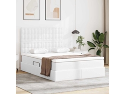 Vidaxl Cama Com Arrumação E Led Com Fitas Led Branco Puro 140 X 190 Cm