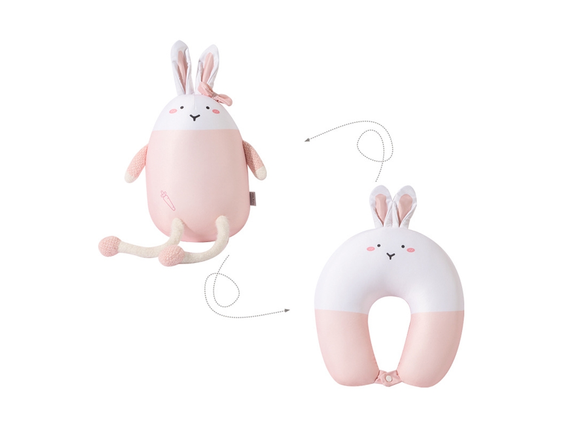 In 1 Cute Bunny U Shape Neck Support Pillow For Travel Camping Car Aeroplane